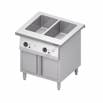 Stanowisko bemarowe wodne 2xGN 1/1, dwukomorowe, zabudowane, drzwi skrzydłowe 799x750x880 mm
