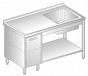 Stół ze zlewem, szafką i półką 1500x700mm