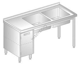 Stół z dwoma zlewami i szafką 1500x600mm