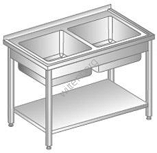 Stół z dwoma zlewami i półka 1000x600x850mm