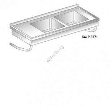 Stół z dwoma zlewami podwieszany 1500x600mm