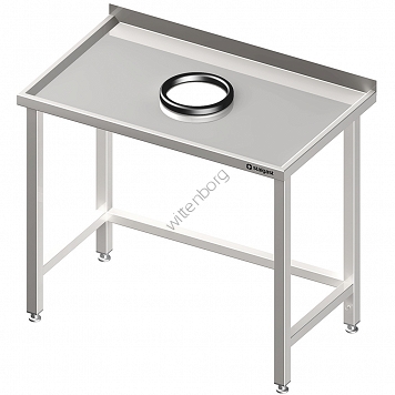 Stół przyścienny bez półki 1600x700x850 mm, z otworem na odpadki