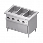 Stanowisko bemarowe wodne 3xGN 1/1, trzykomorowe,  z szafką grzewczą, zabudowane, drzwi suwane 1132x750x880 mm