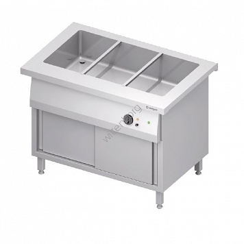 Stanowisko bemarowe wodne 3xGN 1/1, jednokomorowe, zabudowane, drzwi suwane 1132x750x880 mm