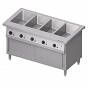 Stanowisko bemarowe wodne 4xGN 1/1, czterokomorowe, z szafką grzewczą, zabudowane, drzwi suwane 1465x750x880 mm