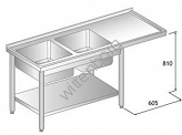 Stół z dwoma zlewami, półką i miejscem na zmywarkę 1800x600mm